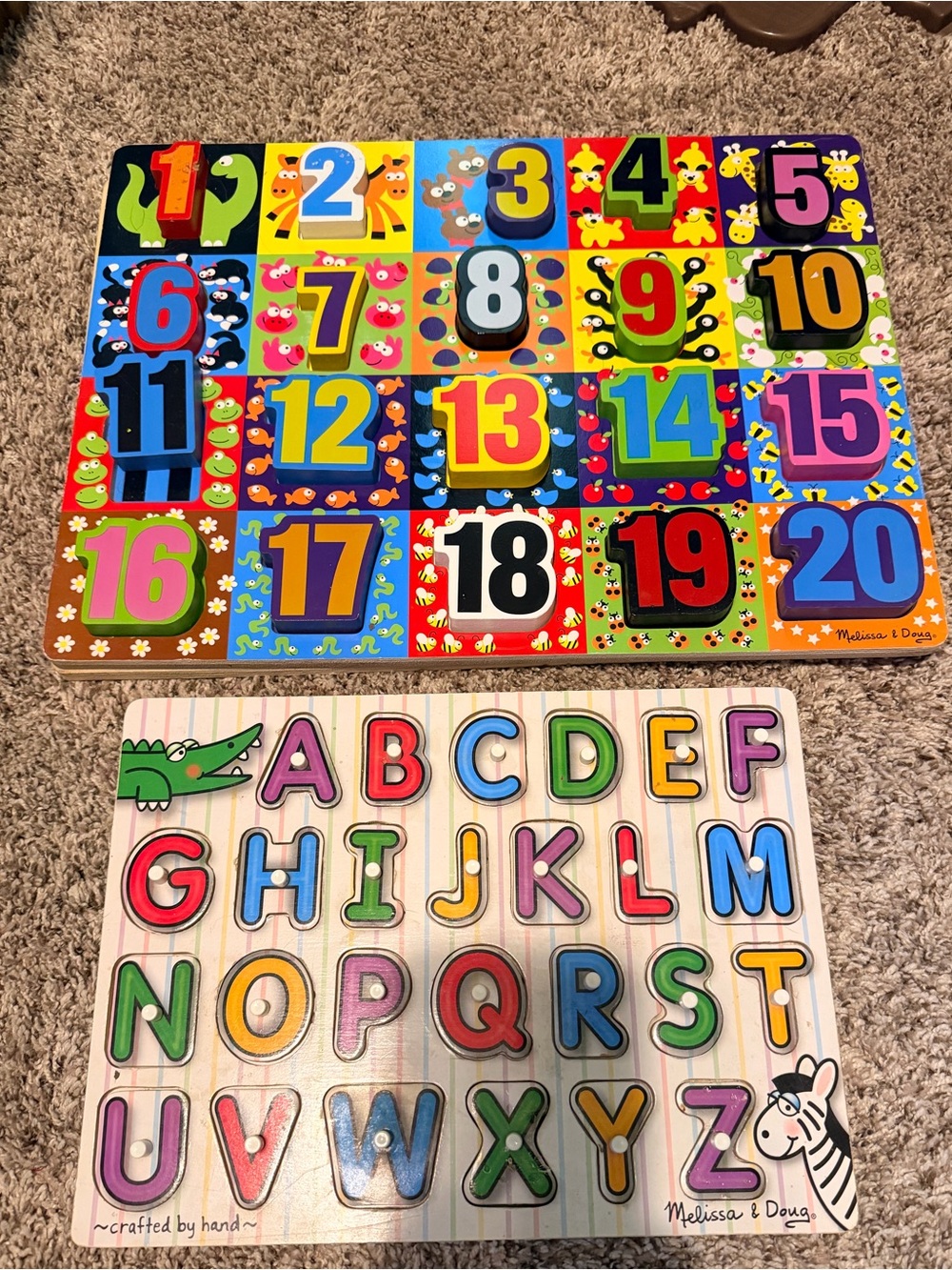 Melissa & Doug Multicolor Wooden Numbers & Alphabet Puzzle Set